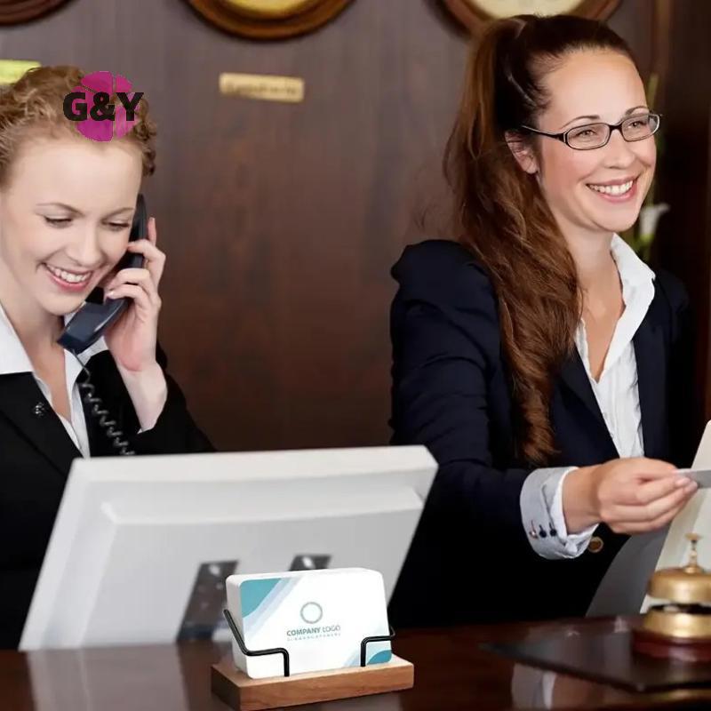 G & Y 1 PC ไม้ธุรกิจผู้ถือบัตรสําหรับโต๊ะไม้ธุรกิจการ์ดขาตั้งโปสการ์ดสําหรับ Office Home Desktop