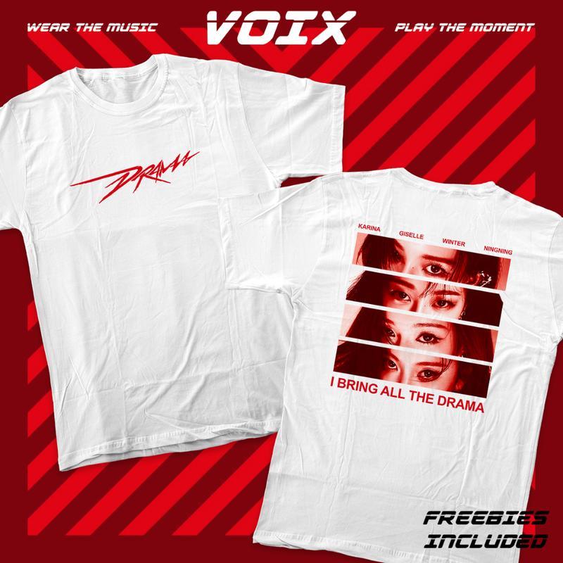 T-shirt Kpop aespa "Drama" Tee - Karina, Giselle, Winter, Ningning   เสื้อยืดผู้ชาย Unisex