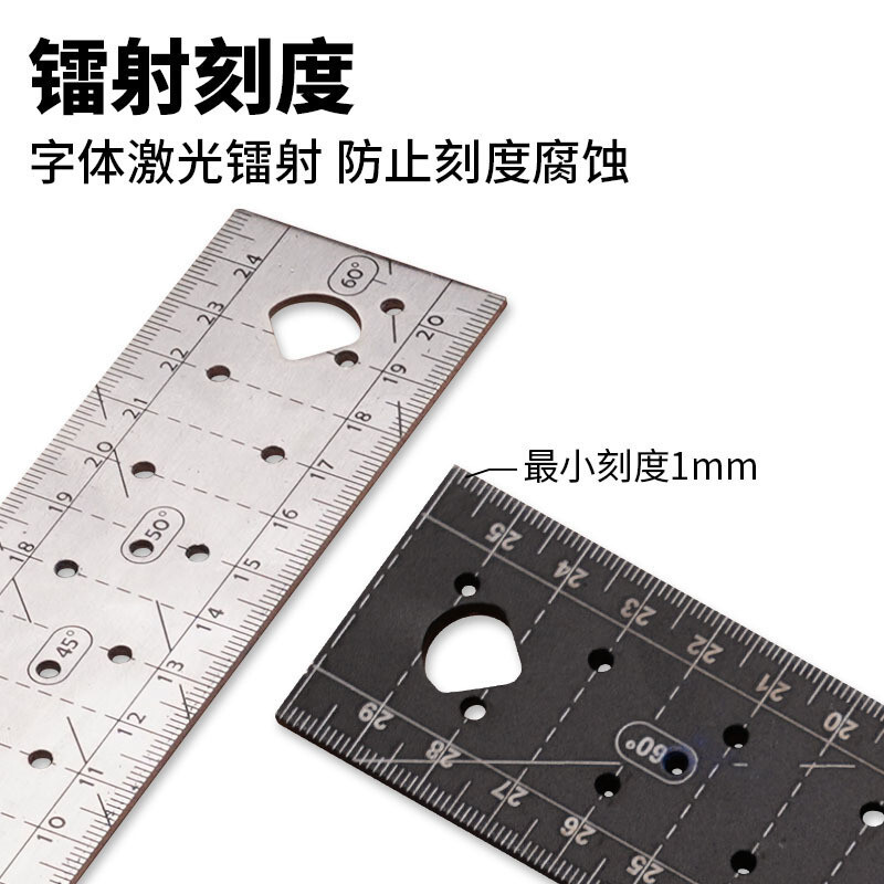 Kapu แผนที่ KAPRO353Stainless Steel354อลูมิเนียมมุมสแควร์ไม้โปรแทรกเตอร์ไม้บรรทัดรูหลายมุมช่างไม้ฐาน