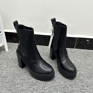 🇹🇭ส่งแมสได้🇹🇭 รองเท้าบูทสั้นสีดำ หนังคุณภาพดี สวมง่าย สไตล์ว…