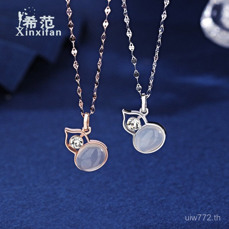 สร้อยคอมากัสฝังหยกchalcedony สไตล์ชาติพันธุ์สำหรับคนแฟชั่น s925 Sterling Silver ATK9