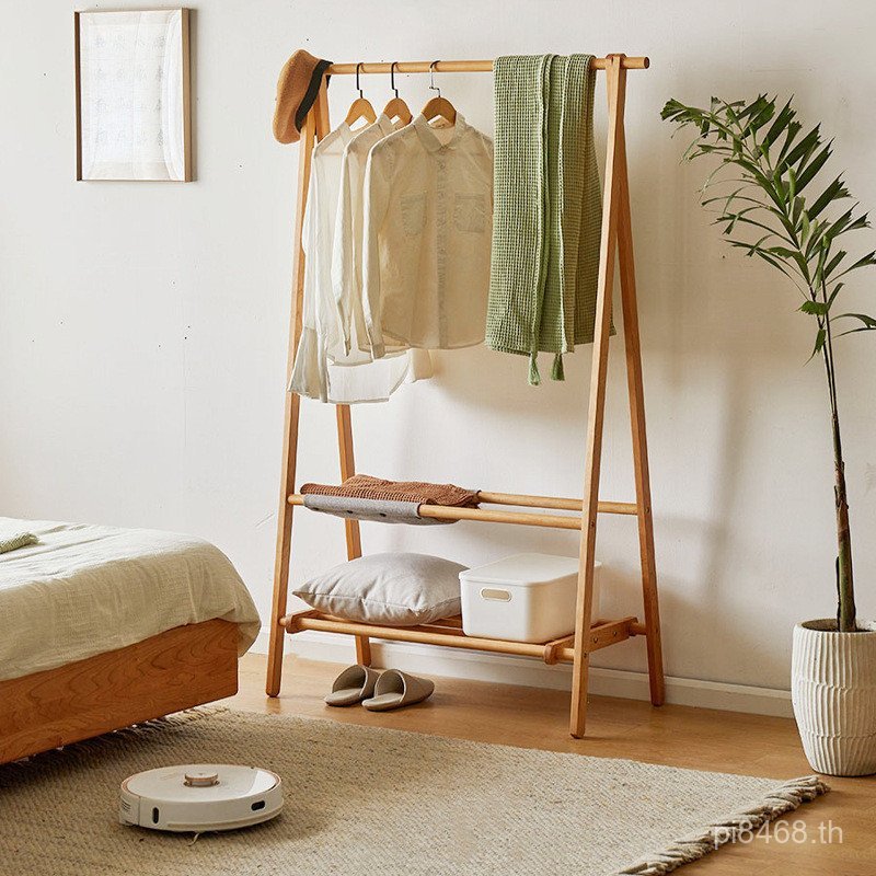 Creative ไม้แขวนเสื้อไม้เนื้อแข็งชั้นมัลติฟังก์ชั่ห้องนอนแขวน Log Cherry ไม้ขนาดเล็ก Coat Rack Nordi