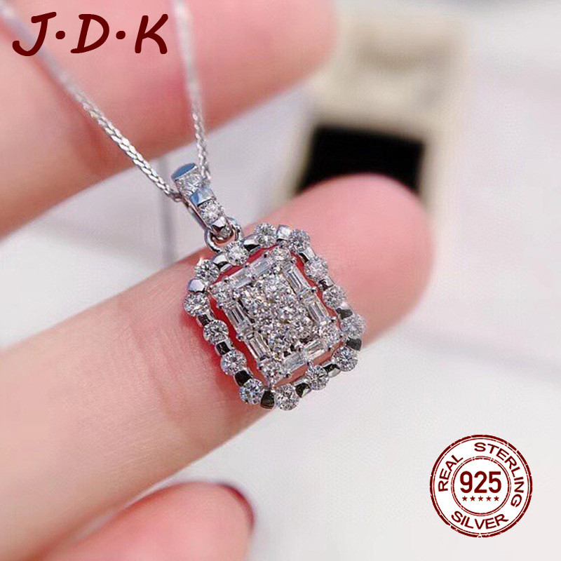 JDK ใหม่ 925 สร้อยคอเงินจี้เพทายกลวง