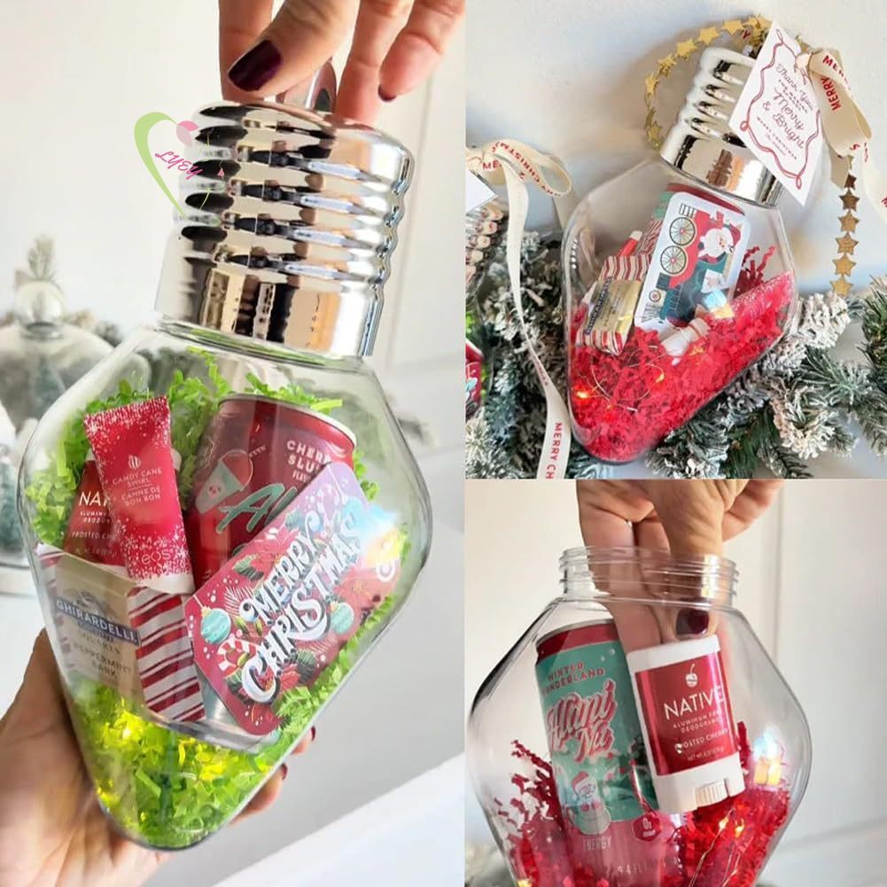 Xmas Bulb Present Jar เครื่องประดับต้นคริสต์มาสโปร่งใส Xmas Present