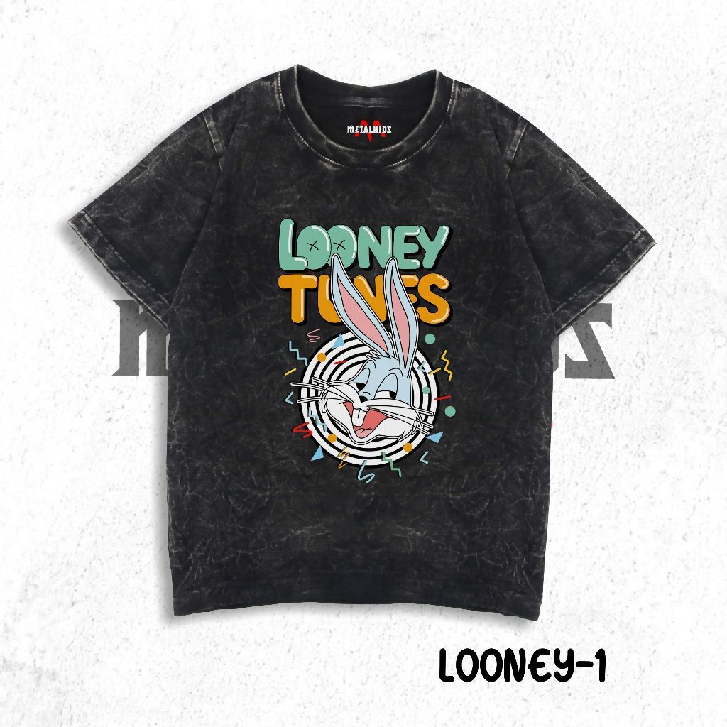 Looney Tunes เสื้อยืดเด็กล้าง Unisex LOONEY เสื้อยืด 1-7