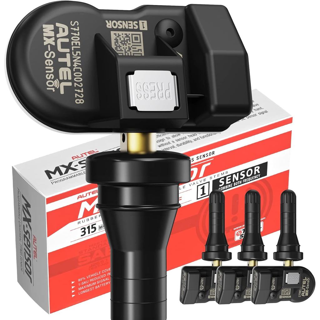 Autel TPMS Sensors Set of 4, MX Sensor 2 in 1 for Tire Pressure, 315MHz + 433MHz Press-in OE-Level (