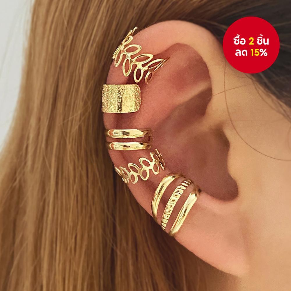 5pcsc ประเภท Leaf Hollow หูกระดูกคลิปแฟชั่นต่างหูเครื่องประดับ