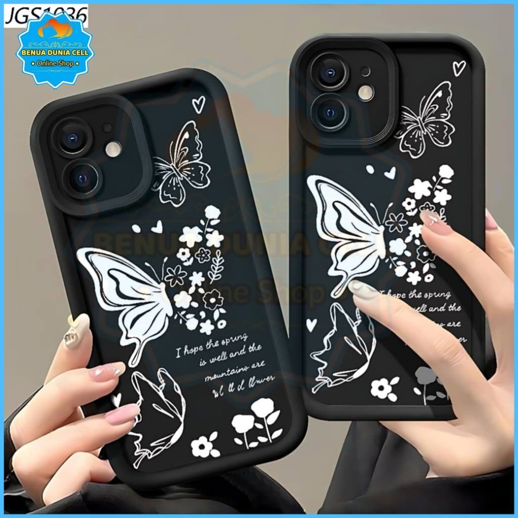 CASE MATTE ROSE BLACK BUTTERFLY MOTIF VIVO Y21 Y21A Y21S Y33T Y33A Y33S Y22 Y27 4G 5G Y27S Y28 Y35 Y
