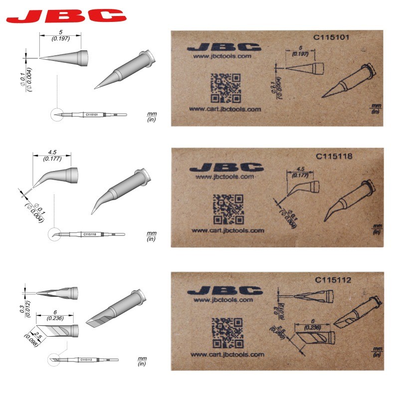 JBC C115 เคล็ดลับ Original C115-112 C115-118 C115-101 เคล็ดลับหัวแร้งสําหรับ Precision JBC NASE-2C S