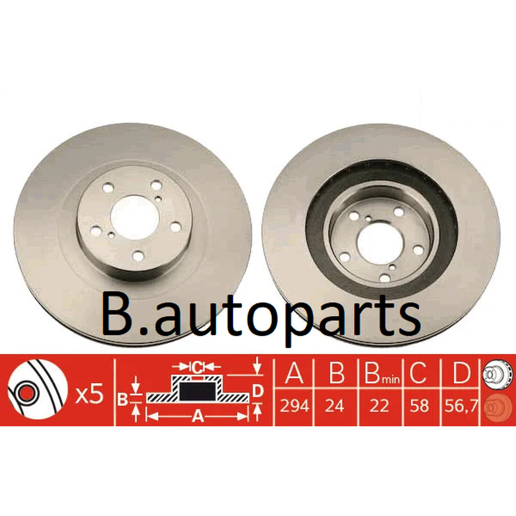 จานเบรคหน้า SUBARU XV GP 2011-2016 GT 2017- IMPREZA FORESTER BRZ ZC6 TOYOTA GT86 2012- 293MM /คู่