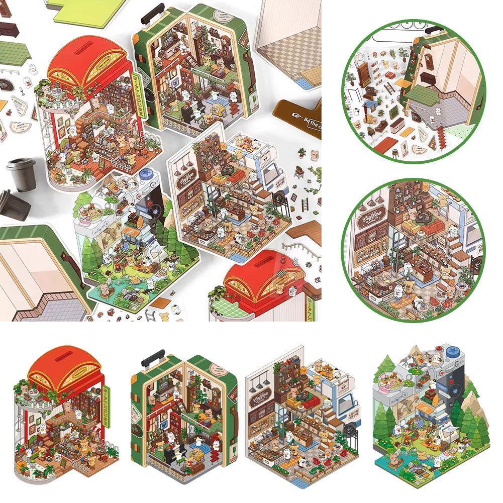 ภูมิทัศน์สติกเกอร์ของเล่น Pet2.5d ภูมิทัศน์สติกเกอร์การ์ตูน Miniature ของเล่นกลางแจ้ง S4y8