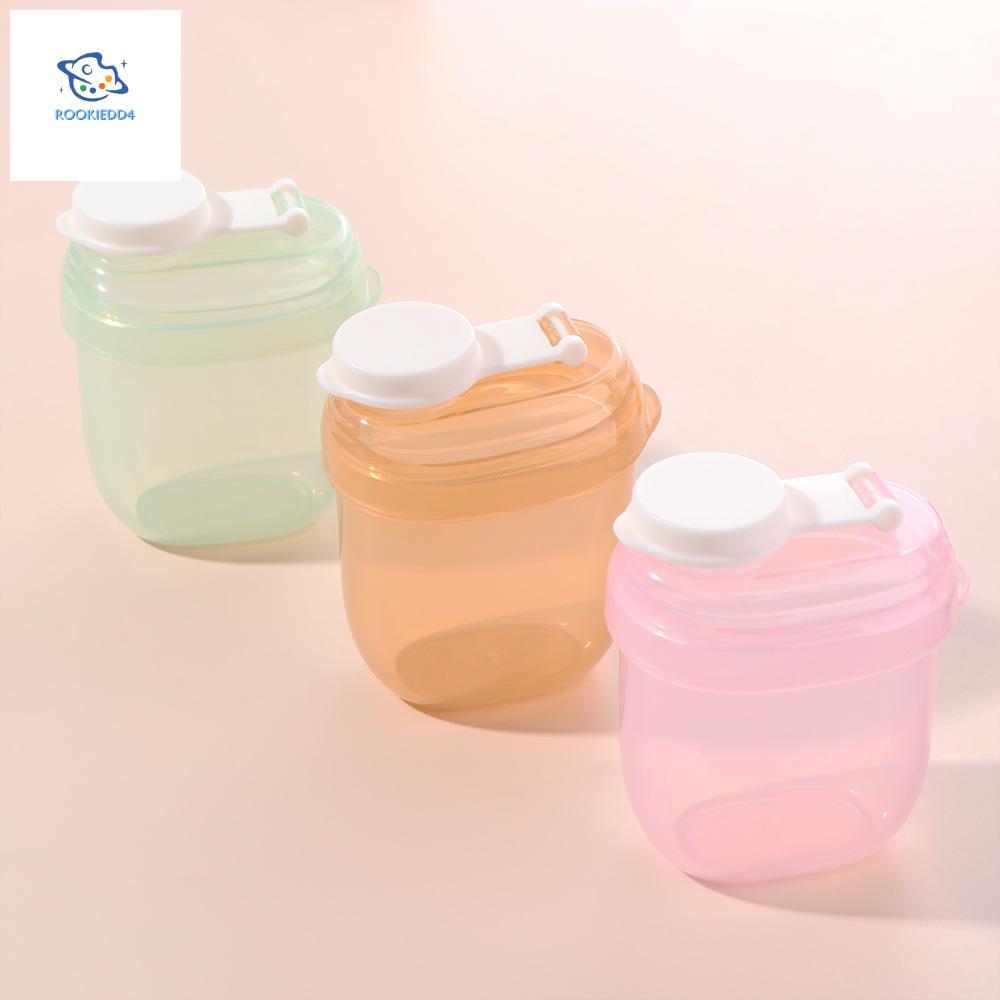 ROOKIEDD4 กล่องนมผงเด็ก, กล่องข้าวใส่อาหารนมผง Toddle ภาชนะใส่ขนม, โถซีลน่ารัก จําเป็นธัญพืชพร้อมช้อ