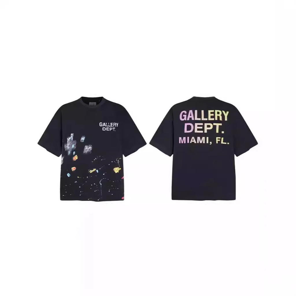 Gallery Dept Miami T-Shirt ลายกราฟฟิตี้สีสดใส แขนสั้น ผ้าฝ้ายแท้