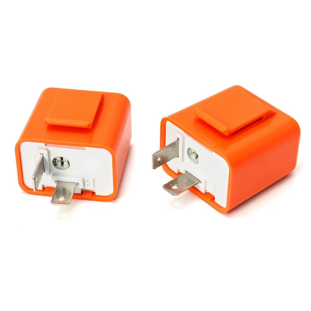 QWORK 2 ชิ้น 2-Pin อิเล็กทรอนิกส์ไฟเลี้ยว Flasher Relay Fix รถจักรยานยนต์ไฟเลี้ยว Hyper Flash, ปรับร