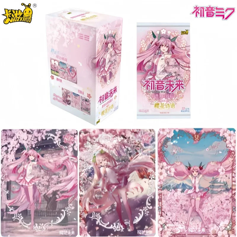 KAYOU การ์ดการซื้อขายบทกวีซากุระ Hatsune Miku | กล่องตาบอดอนิเมะของแท้ | การ์ดเกมสะสมของขวัญสําหรับเด็กผู้หญิง