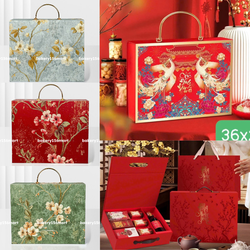 กล่องของขวัญ Tet แบบแข็งคุณภาพสูง 36x28x10cm - หลายรุ่น {store}