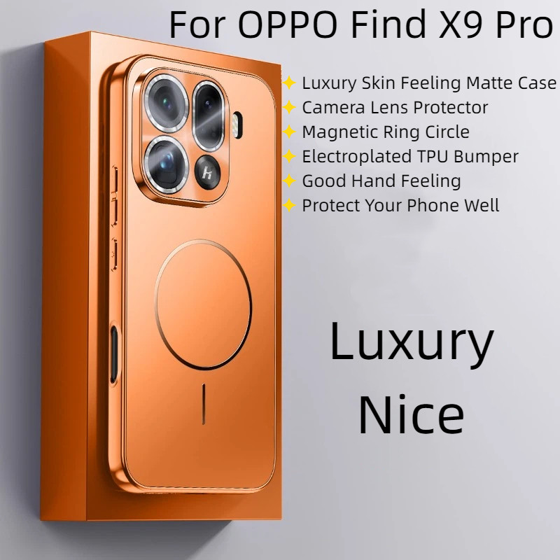 สําหรับ OPPO ค้นหา X9 Pro FindX9 กรณีหรูหรา Electroplated TPU Edge Matte PC Hard แม่เหล็กฝาครอบโทรศัพท์ปลอกสําหรับ OPPO ค้นหา X9Pro X9