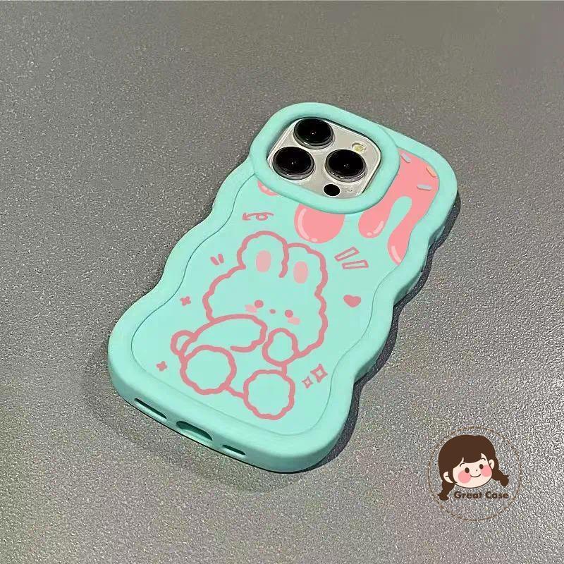 สายน่ารักกระต่าย 3D Wave เคสโทรศัพท์สําหรับ Infinix Hot 60 60i 50 50i 40 40i Pro Plus 30 30i 20i Play 5G 4G Macaron Matte ฝาหลังการ์ตูนคู่สีทึบกันกระแทกปลอกนุ่ม