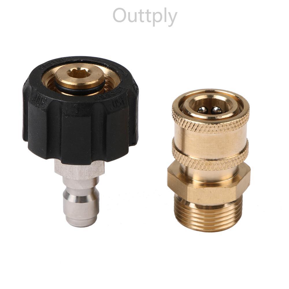 Outtply 2 ชิ้น 3/8 หรือ 1/4 "ความดันเครื่องซักผ้าอะแดปเตอร์ชุด M22 14 มม./15 มม.หญิงหมุน Quick Conne