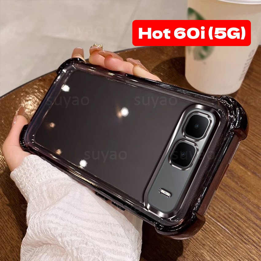 สําหรับ infinix Hot 60i 5G 2025 สี่มุม Anti Drop เคสโทรศัพท์ TPU ปลอกใส Hot60i Hot60Pro + Pro Plus Electroplated โปร่งใสถุงลมนิรภัยกันกระแทกป้องกันนุ่มปกหลัง