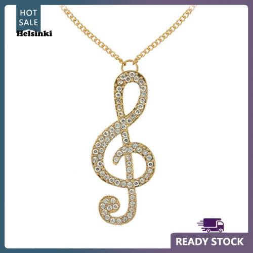 HLS แฟชั่นผู้หญิง Rhinestone เพลงหมายเหตุจี้ยาวสร้อยคอสร้อยคอเสื้อกันหนาว