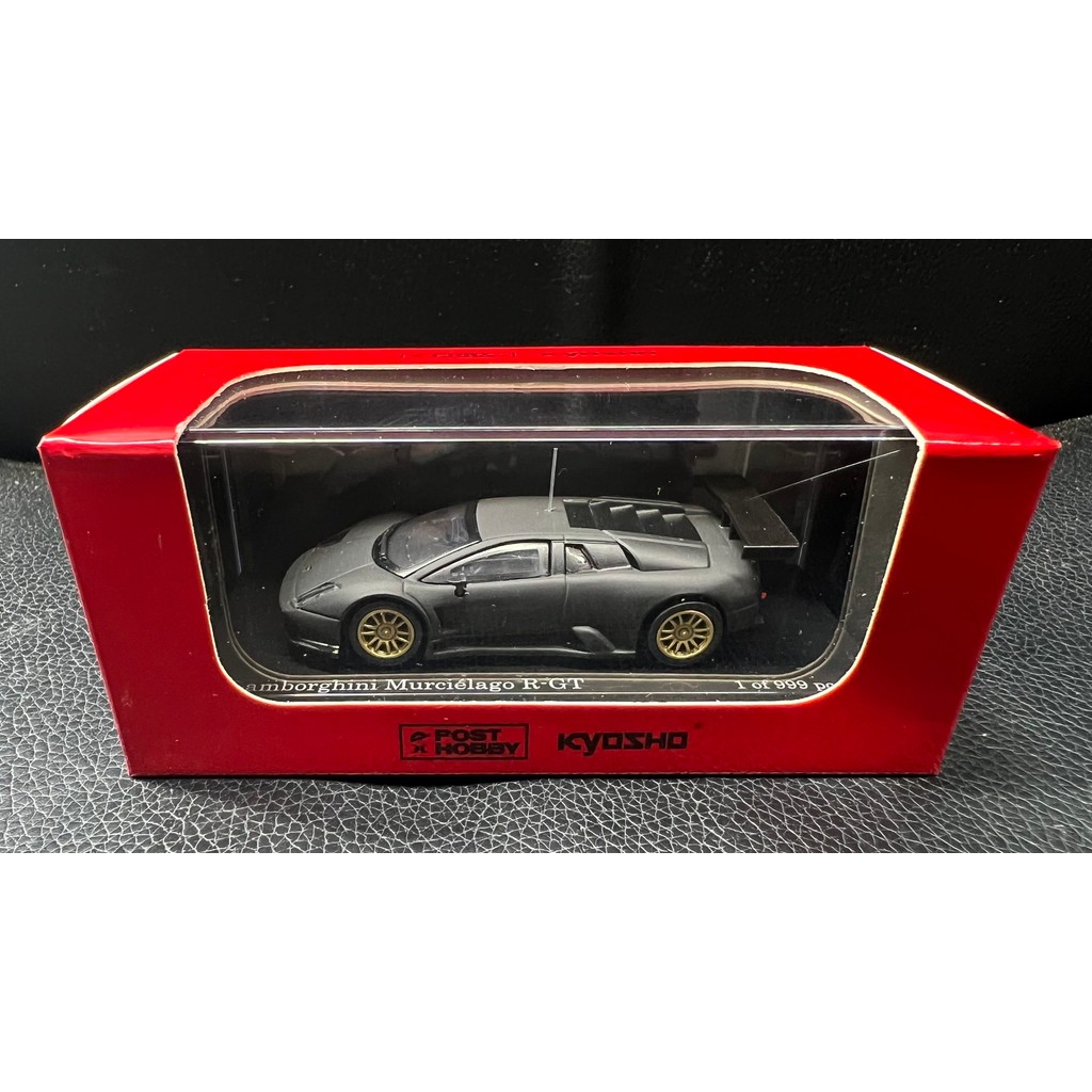 Jingshang KYOSHO 1/64 Lamborghini Murcié lago R-GT, Grey Black Body with Golden Wheels, with Origina