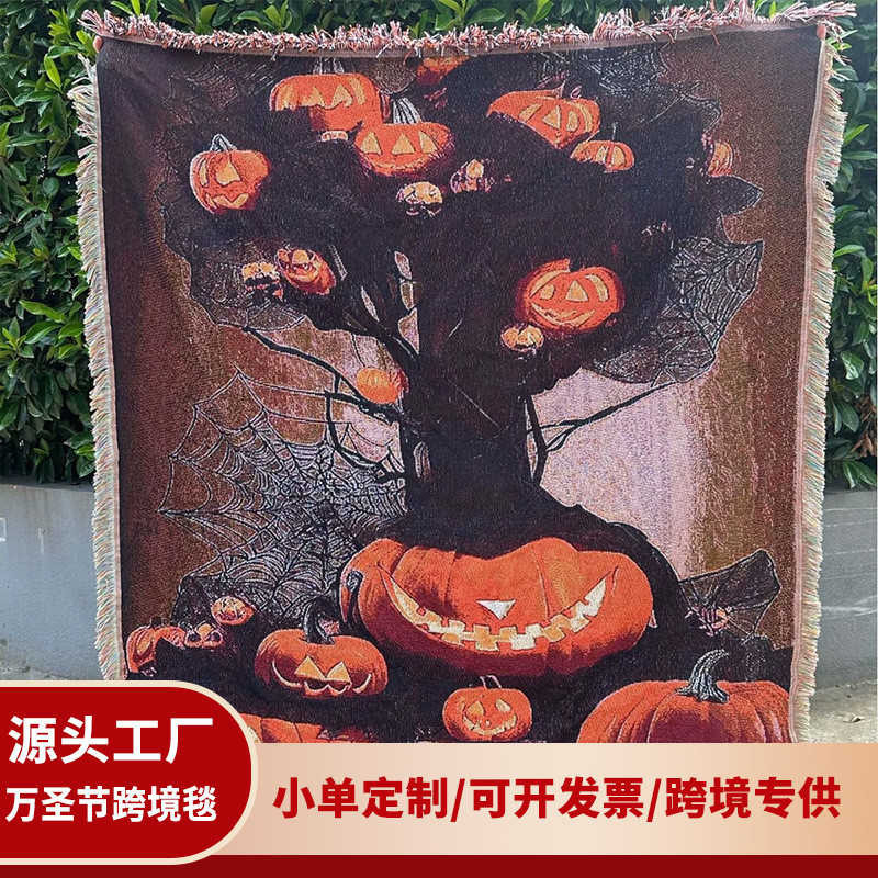 ที่กําหนดเอง2025 ins สไตล์ฮาโลวีนคริสต์มาสผ้าห่มพื้นหลังผ้าโซฟาผ้าห่มตกแต่ง Tapestry O3NX