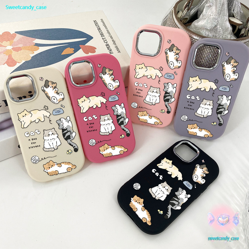 COD ในไทย เคสโทรศัพท์11 การ์ตูน แมว น่ารัก เคสครอบกลมกล้องสีเงิน for IPhone17 16 11 12 13 14 15 Pro MAX 6/7/8 PLUS XS XR – โปรปัง