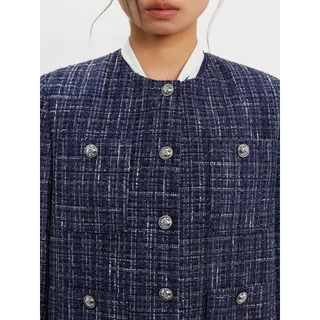[Pomelo] เสื้อแจ็คเก็ตผ้าทวีต / No Collar Tweed Jacket