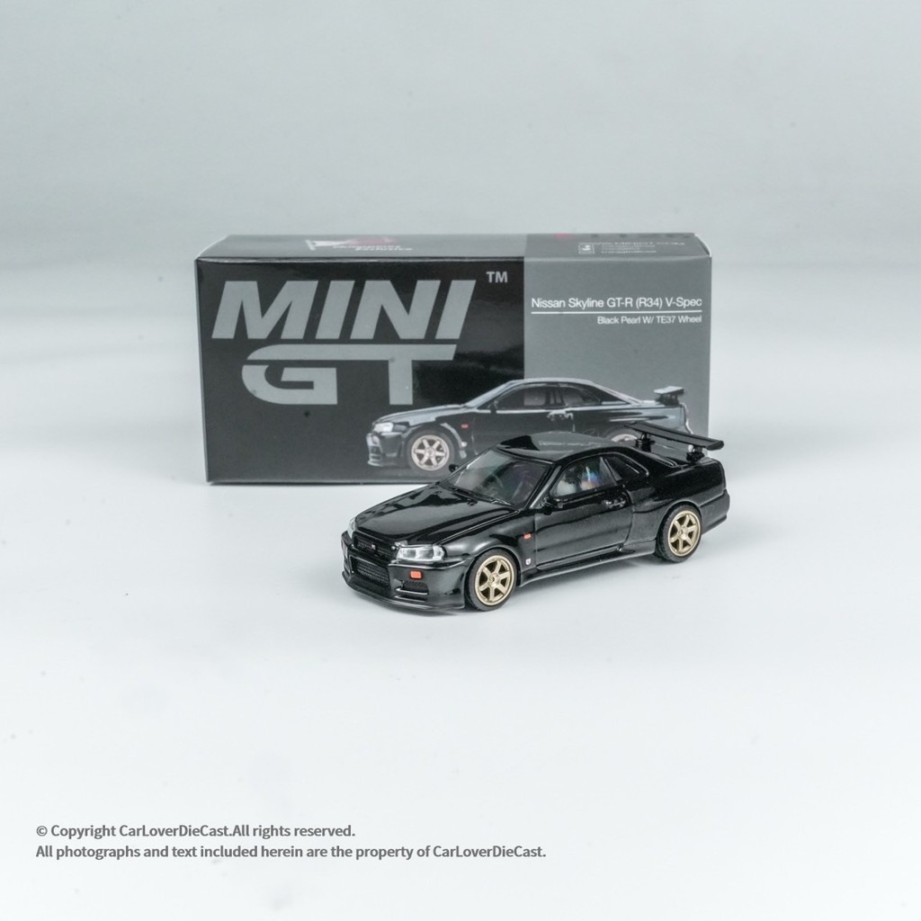 MINIGT 1: 64 Nissan Skyline GT-R (R34) V-Spec Black Pearl W/TE37 ล้อ 2025 Philippines Limited, ใหม่เ