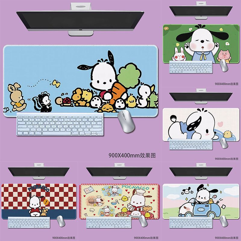 Pacha แผ่นรองเมาส์สุนัข Pochacco ขนาดใหญ่ชายหญิงน่ารักการ์ตูน Sanrio สํานักงานแป้นพิมพ์คอมพิวเตอร์การเรียนรู้แผ่นรองโต๊ะ