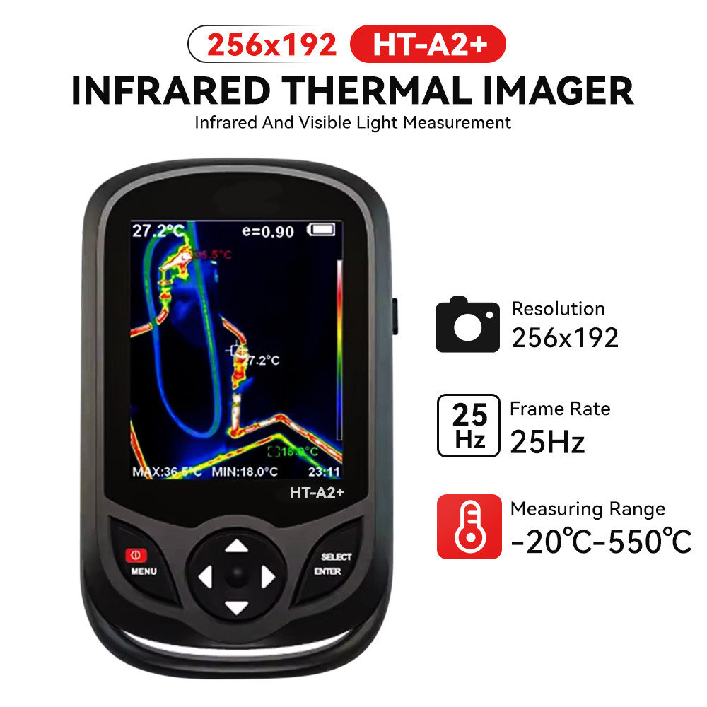 อินฟราเรด Imager Mini Pocket-Size Thermal Imaging Camera,IR 256 * 192 3.2" Full Angle TFT Display Sc