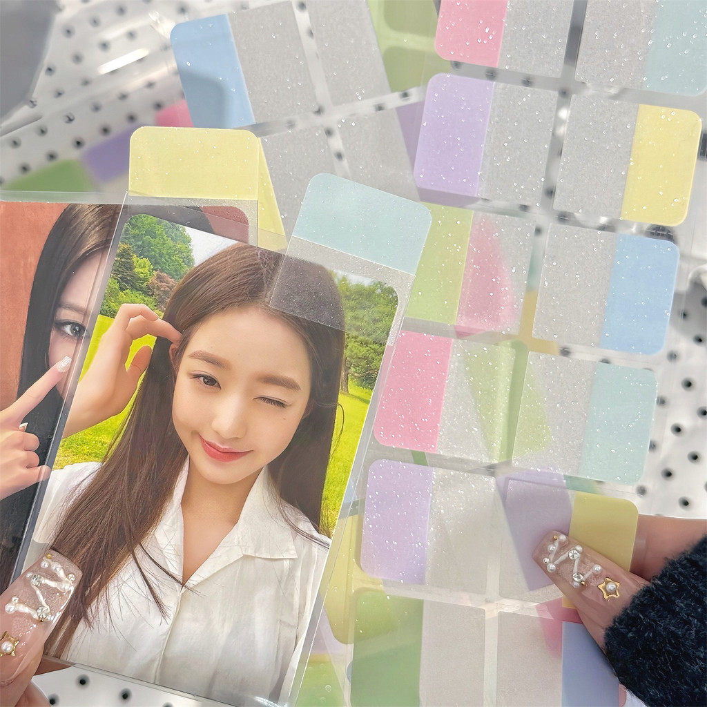 สติ๊กเกอร์ดัชนีสีสันสดใส ป้ายตายายกลิตเตอร์ แท็กที่มองไม่เห็น การ์ดรูปถ่าย DIY