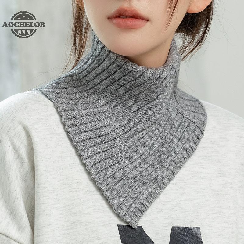 AOCHELOR ที่ถอดออกได้ลายถักคอเต่าสําหรับผู้หญิงปลอมแฟชั่นธรรมดาฤดูหนาว Warm Cover Head คอ Guard COLL