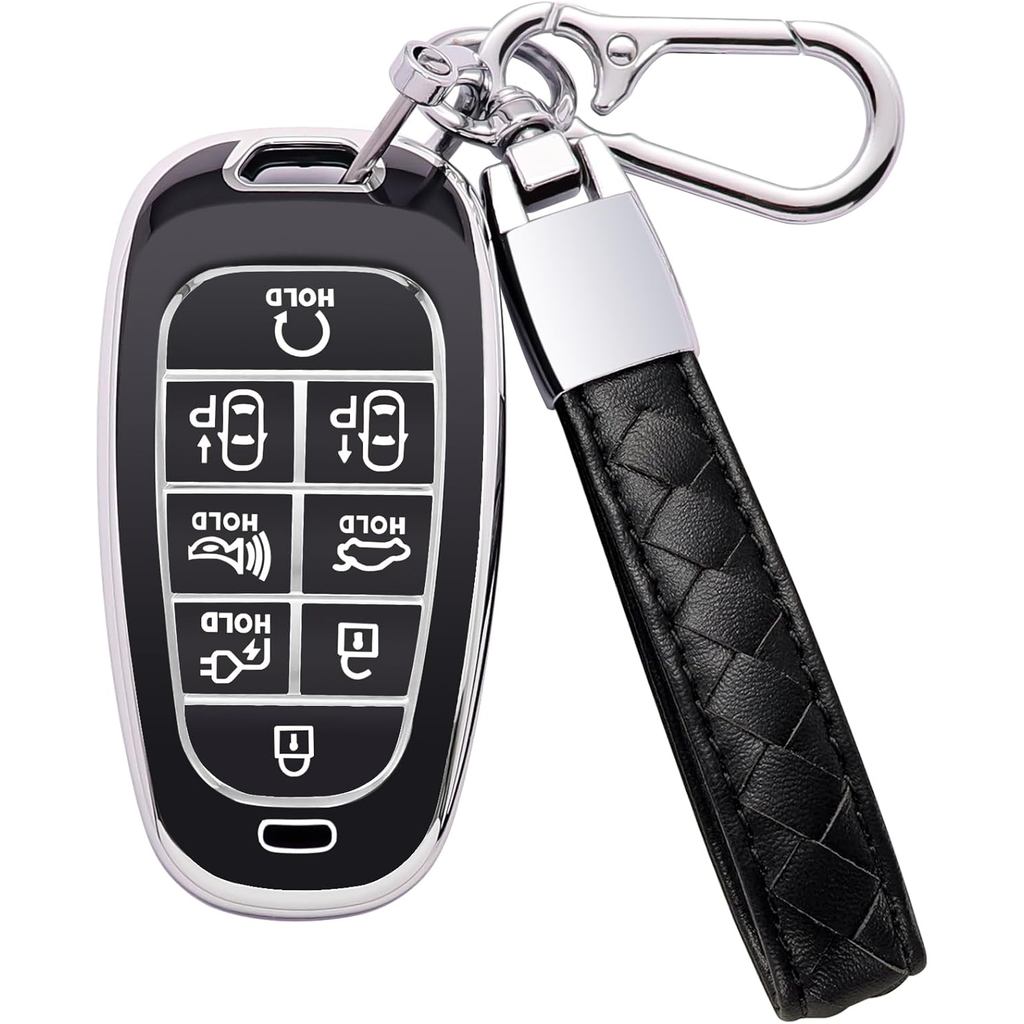 สําหรับHyundai Ioniq 5 Key FobฝาครอบTPUอ่อนพร้อมพวงกุญแจหนัง360องศาป้องกันKey Case Shellสําหรับ2023 