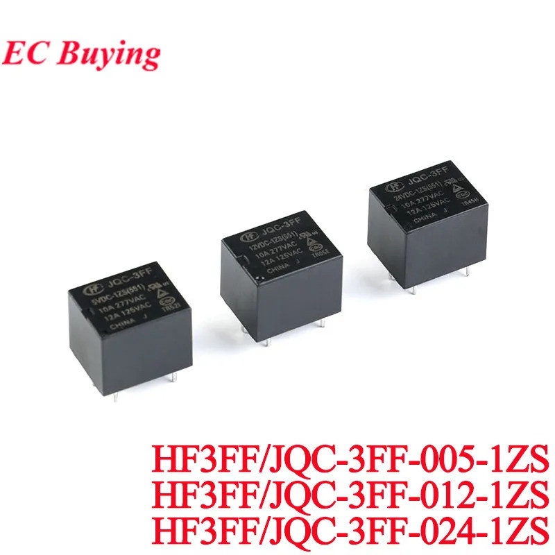5 ชิ้น/1 ชิ้น HF3FF 10A รีเลย์ JQC-3FF-005-1ZS JQC-3FF-012-1ZS JQC-3FF-024-1ZS 551 DC 5V 9V 12V 24V 