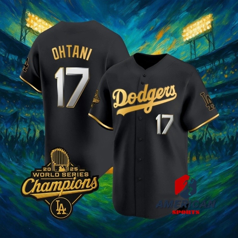 2025 -26 World Series Champions Jersey Mens Los Angeles Dodgers Shohei Ohtani Black Baseball Jersey