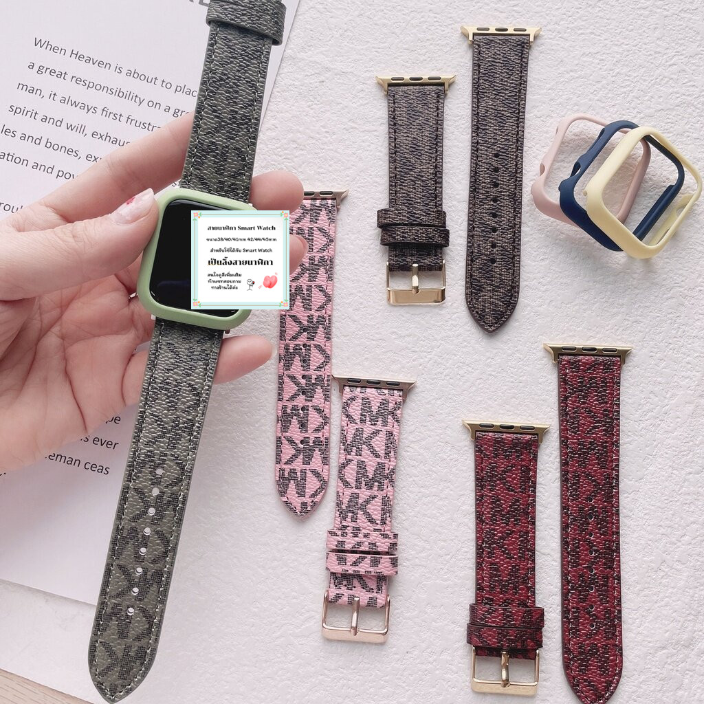 ZMZ สายหนังแท้ M/K ใช้ได้กับ Smart Watch ขนาด 38/40/41/(S10)42mm 42/44/45/46/49mm