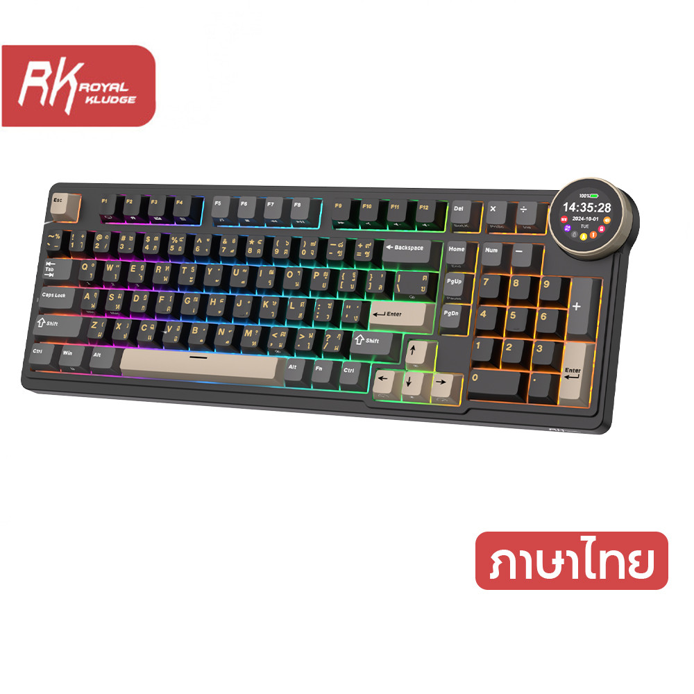 Royal Kludge RK N99 Phantom 98 Key Tri-Mode RGB แบบมีสายบลูทูธ 2.4G ไร้สายพร้อมหน้าจอ TFT แป้นพิมพ์เ