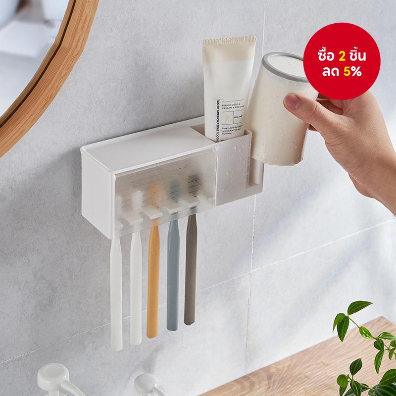 ชุดที่ใส่แปรงสีฟันและน้ํายาบ้วนปากแบบติดผนัง: ชั้นเก็บของทันตกรรมแบบไม่เปรียบ