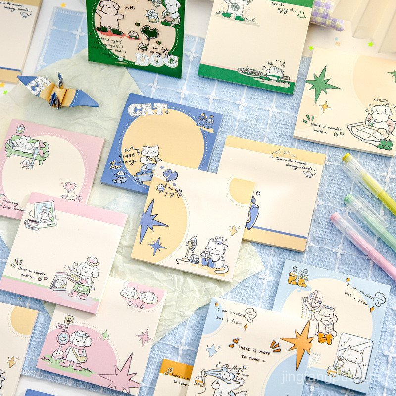 รองเท้าบูทกันฝน Post-it Notes สไตล์เกาหลี ชุดเดรสน่ารัก Mr. Enjoy Paper Office Wear Note Pad Cat Cat