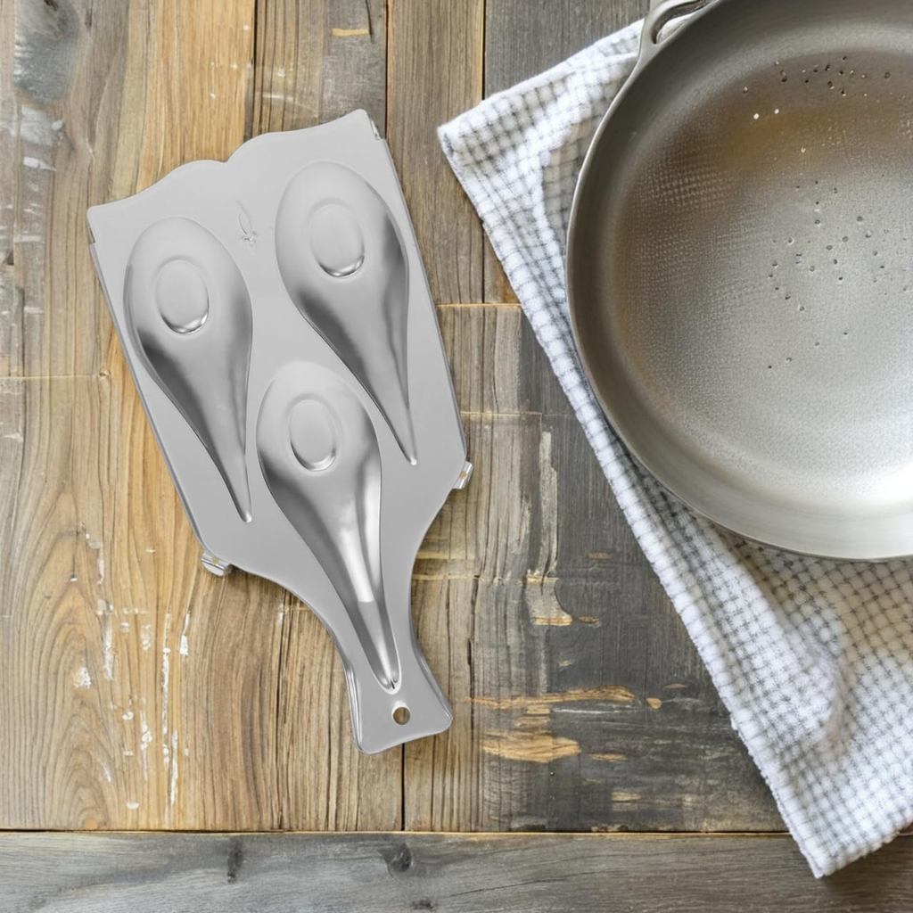 Stainless Steel Spoon Holder Base Triple Slot Spoon Rest for Kitchen Utensil Organization Silver 9.9