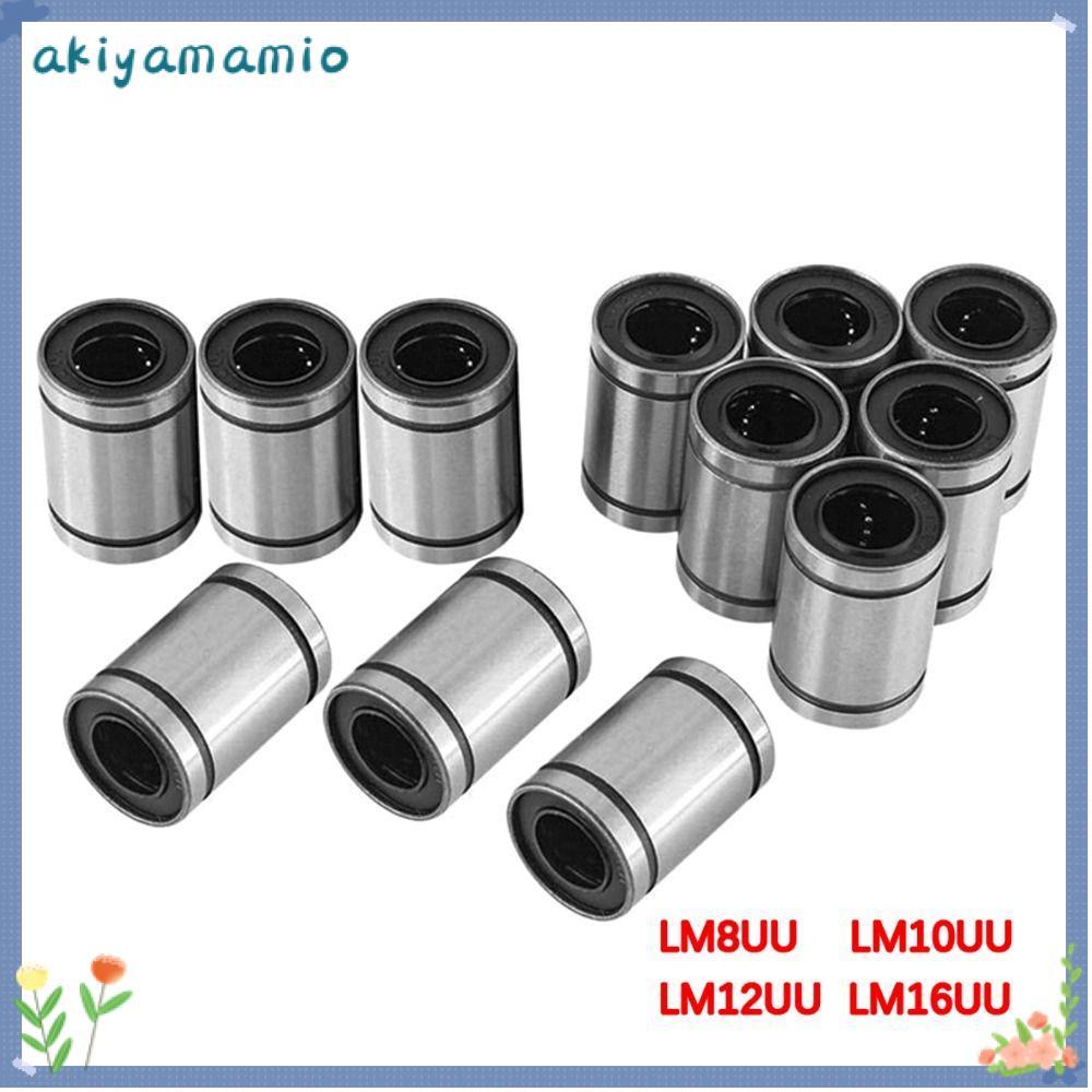 AKIYAMAMIO บูชเหล็ก ทนทาน CNC Part ชุบนิกเกิล LM3UU LM4UU LM5UU LM6UU