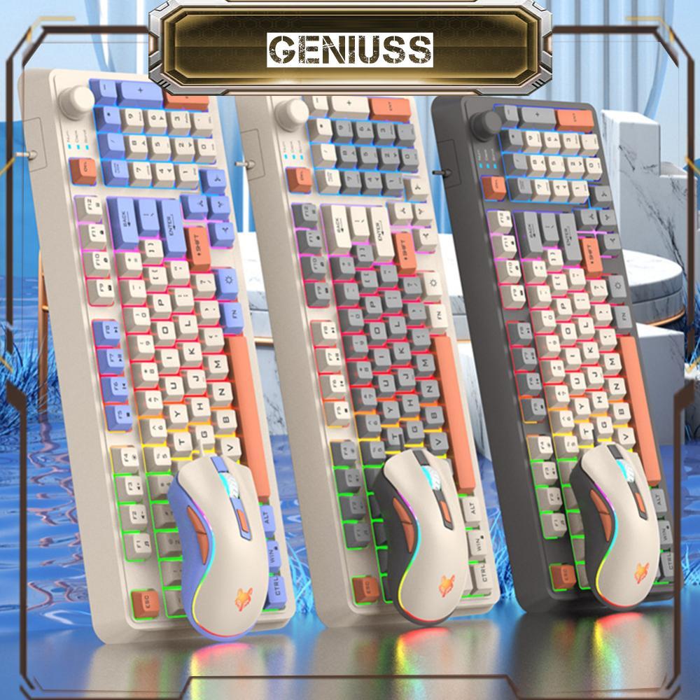 [geniuss.th] K82 Gaming Keyboard ไฟ RGB พร้อมเมาส์คีย์บอร์ดส่องสว่างคีย์บอร์ดแบบถอดเปลี่ยนได้ปุ่มกดส