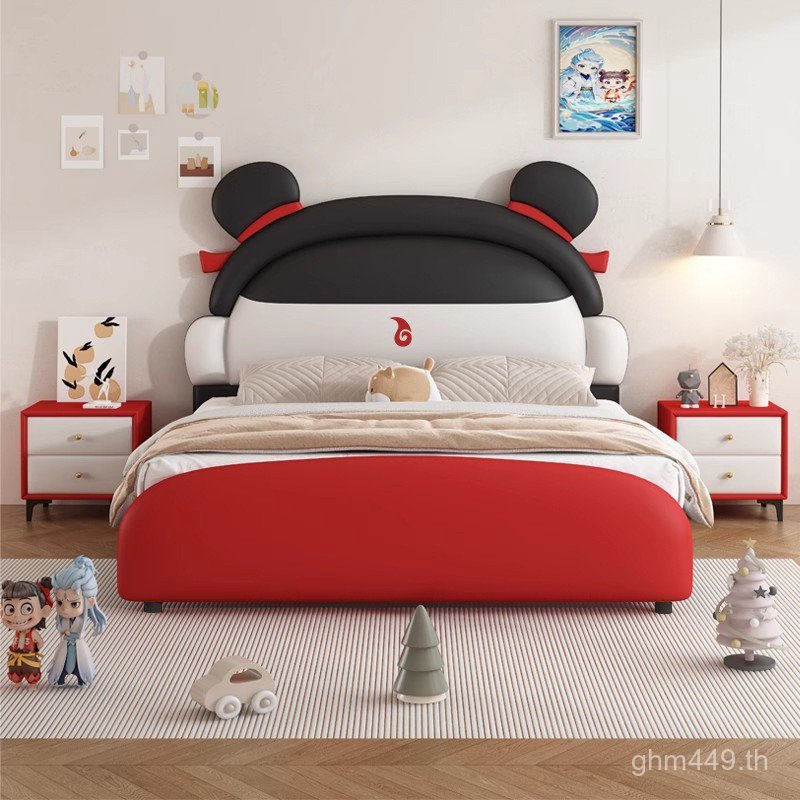 Little Prodigy สไตล์ใหม่ Nezha 1.5m2025 นุ่มเตียงชายหญิงการ์ตูนเตียงหนังเตียงเด็ก Influencer เนปาล I