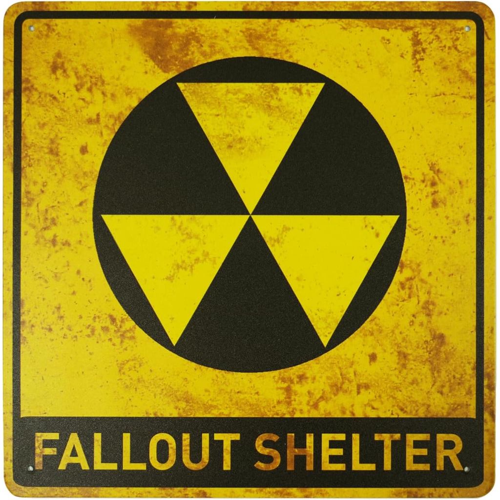 คําเตือนตลกนิวเคลียร์รังสี Fallout Shelter Home Work Office ป้ายดีบุกโลหะตกแต่งผนัง Bar Man Cave, 12