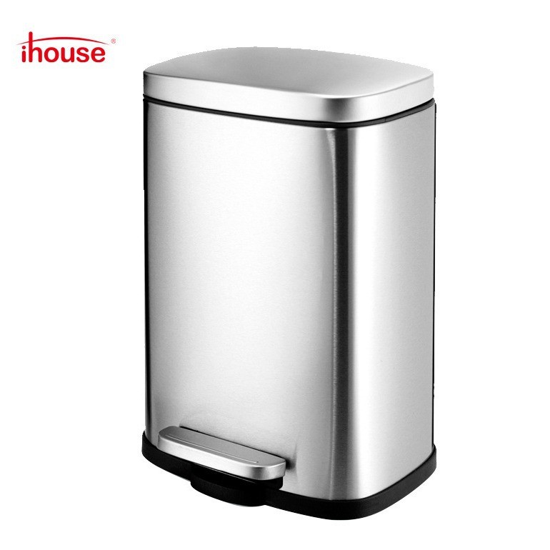 IHouse ถังขยะในครัวเรือน 5L สแตนเลส Silent Foot-ดําเนินการถังเก็บ Office ใช้ถังขยะพร้อมฝาปิดพร้อมสต็