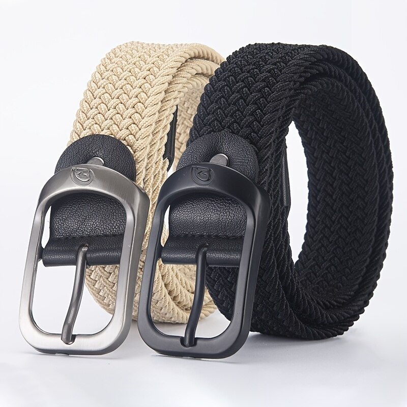 Men's Belt Casual Woven Elastic Belt Outdoor Sports Women's Belt No Need for Punching Work Belt For 