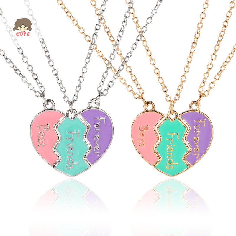 Annag Best Friend สร้อยคอสําหรับจี้หัวใจจับคู่ 3 จี้แม่เหล็ก Bff สร้อยคอมิตรภาพ PH