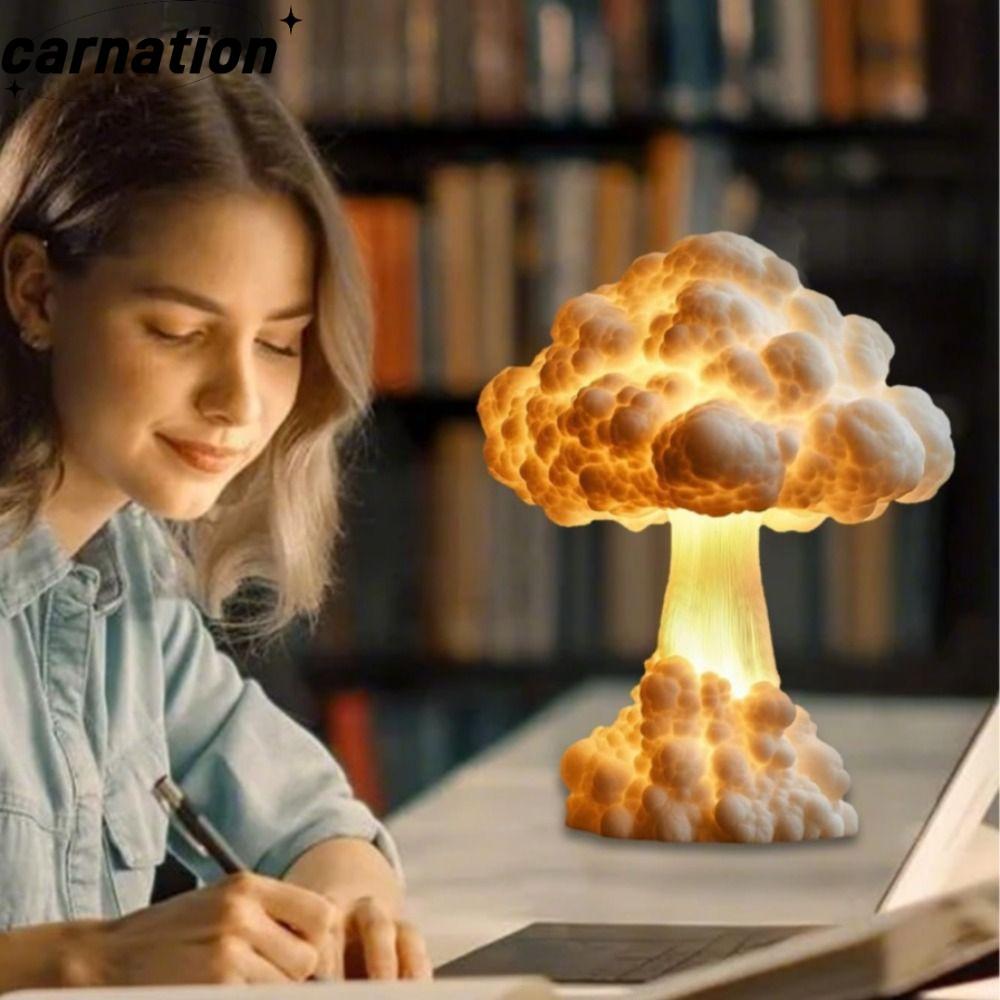 CARNATION เห็ด Cloud โคมไฟตั้งโต๊ะ, Handmade Atomic Bomb Blast Night Light, Creative เรซิ่นอเนกประสงค์จําลอง LED ไฟอ่านหนังสือตกแต่งโต๊ะ